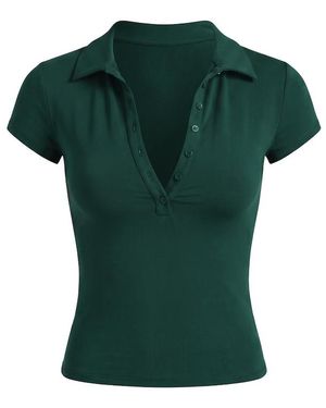 Garage Sleek Short Sleeve Polo Top - Green
