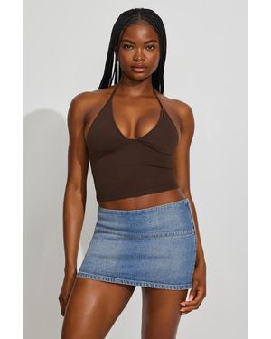 Garage Low Rise Bodycon Denim Skort - Blue