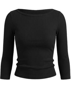 Garage Snatchrib 3/4 Sleeve Top - Black