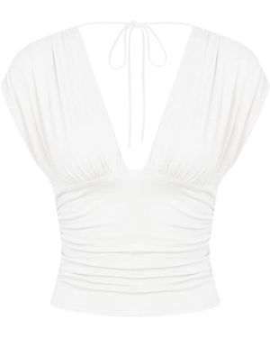 Garage Plunge Open Tie Back Top - Natural