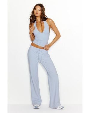 Garage Stretchterry Plunge Halter Top - Blue