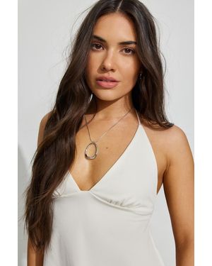 Garage Hammered Single Oval Necklace - Gray