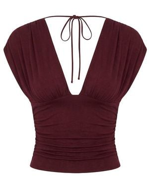 Garage Plunge Open Tie Back Top - Purple