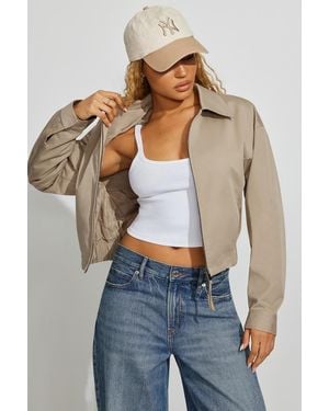 Garage Crop Twill Bomber Jacket - Blue
