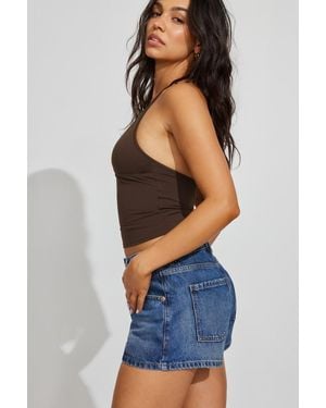 Garage Denim Relaxed A-Line Shorts - Blue
