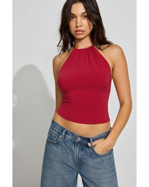 Garage Shirred Low Back Halter Top