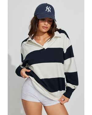 Garage Relaxed Longsleeve Rugby Shirt - Blue