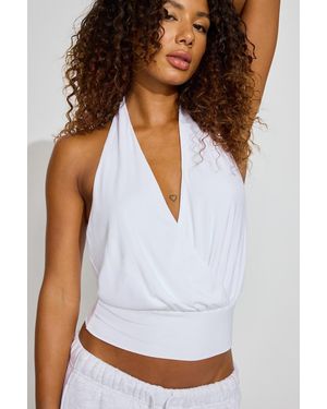 Garage Smooth Surplice Halter Top - White
