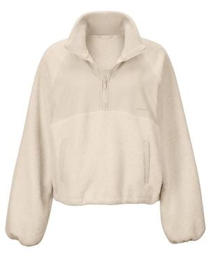 Garage Sherpa Mixed Media Half Zip Jacket - Natural