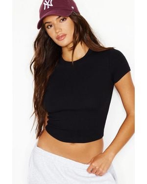 Garage Snatchrib Cropped Crewneck T-Shirt - Black