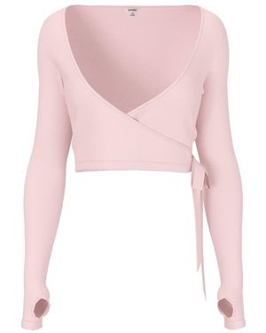 Garage Smooth Long Sleeve Wrap Top - Pink
