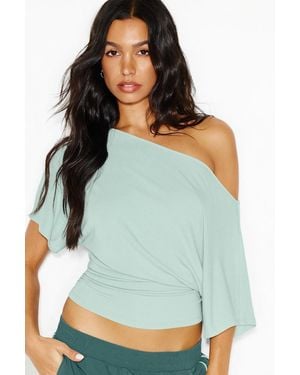 Garage Boatneck Dolman Short Sleeve Top - Green