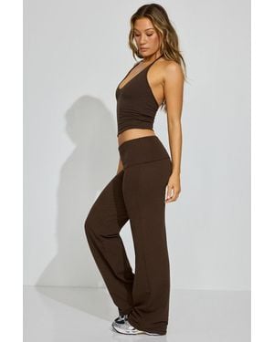 Garage Stretchterry Foldover Pants - Brown