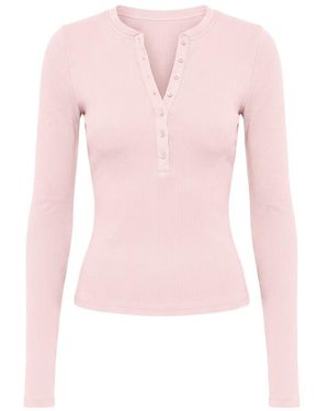 Garage Snatchrib Crewneck Henley Long Sleeve Top - Pink