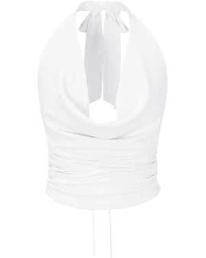 Garage Smooth Open Back Cowl Top - White