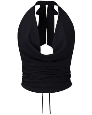 Garage Smooth Open Back Cowl Top - Black