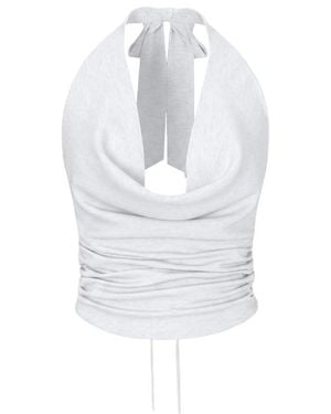 Garage Smooth Open Back Cowl Top - White