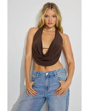 Garage Open Back Cowl Top - Blue