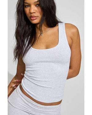 Garage Scoop Neck Ribbed Tank Top - White