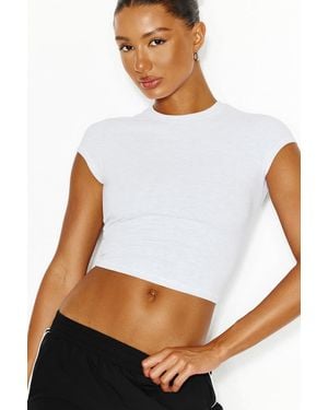 Garage Stretchterry Cropped Crewneck Top - White
