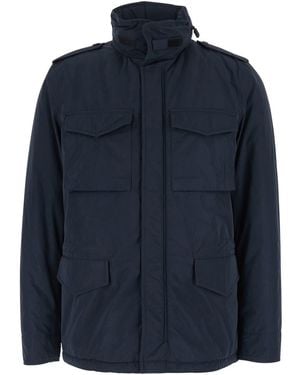 Aspesi Jacket With Front Zip Closure And Side Pockets - Blue