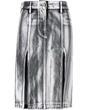 The Attico Metallic Midi Skirt - Gray