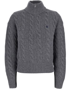 Polo Ralph Lauren High-Neck Jumper With Pony Embroidery On The F - Grey