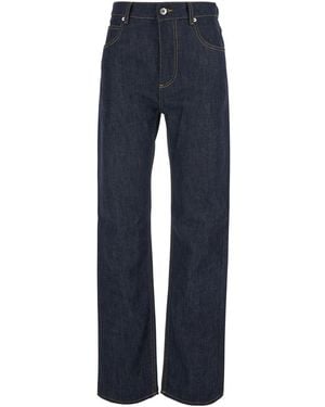 Bottega Veneta Jeans With Contrasting Stitching And Logo Patch On The Back - Blue