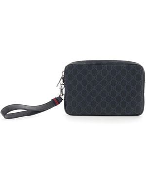 Gucci Pouch With Wrist Strap With Web Detail And Zip Closure - Multicolour