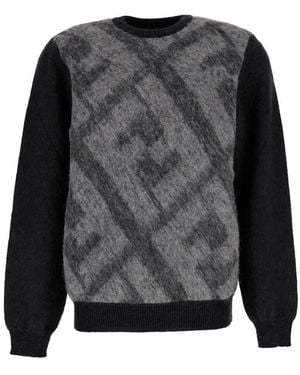 Fendi Maglione Con Motivo Ff Jacquard - Grigio
