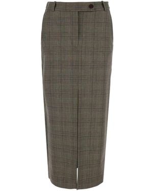 Pinko Skirt With All-Over Stripe Motif And Patch On The Back - Green