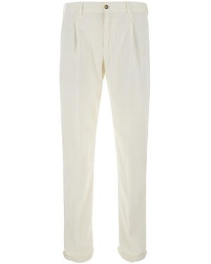 PT Torino Chino Trousers With Front Pleats And Logo Patch On The Ba - White
