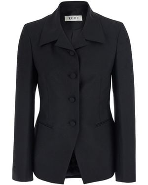 Rohe Classic Cardigan With Long Sleeves And 73% Virgin Wool, 27% Mohai - Black