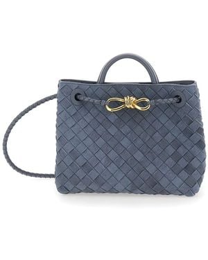 Bottega Veneta 'Andiamo' Small Handbag With Knot Plate On The Fro - Blue