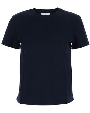 Max Mara Pure 'Donata' Dark T-Shirt With Embroidered Logo On The B - Blue
