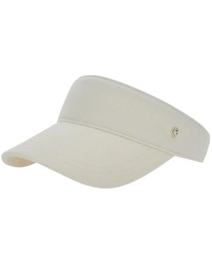 Helen Kaminski Berkley Visor With Curved Brim And Logo Plate On - White