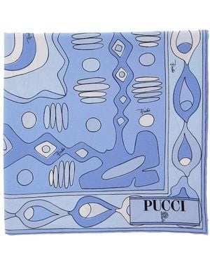 PUCCI 90X90 Silk Scarf - Blue