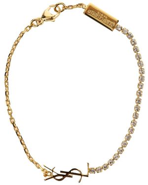 Saint Laurent Bracelet Chain With Rhinestones Brass Bracelets - Metallic