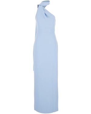 Solace London 'Demi' Light Long Dress With One-Shoulder Design And Back Slit - Blue