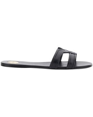 Saint Laurent 'Mabrouka' Sandals With Rounded Toe And Thick Double Strap - White