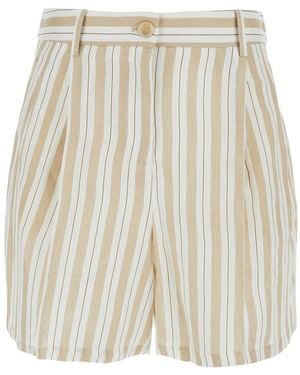 Semicouture Shorts With Wide Leg And All-Over Stripe Motif - White