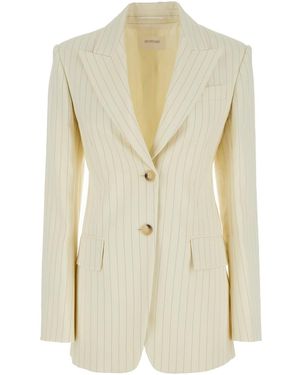 Sportmax Cream Aversa Single-Breasted Striped Blazer - White