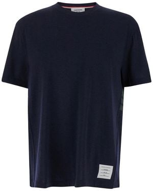 Thom Browne T-Shirt Con Patch Logo - Blu