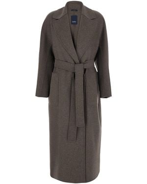 Max Mara Peony Coat With Notched Revers And Long Sleeves - Gray