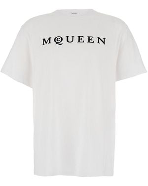 McQueen T-Shirt Girocollo Con Logo Lettering Sul Fronte - Bianco