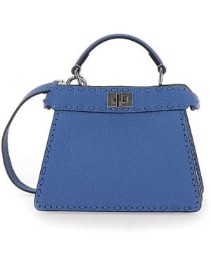 Fendi 'Peekaboo Iseeu Petite' Handbag With Twist Lock Closure - Blue