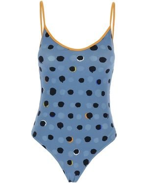 Fendi And Reversible One-Piece Swimsuit With Spaghetti Stra - Blue