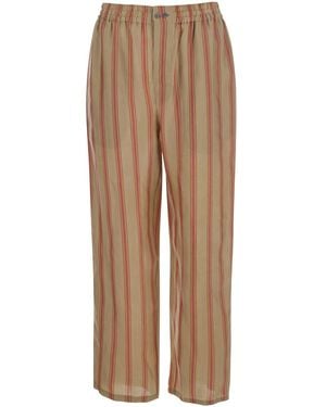 Saint Laurent 'Strips' Trousers With Elastic Waist And Side Pockets For - Natural