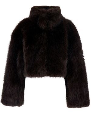 ROTATE BIRGER CHRISTENSEN Faux Fur Cropped Jacket With Synthetic Fur And Polyester - Black