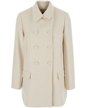 Le Plain Double-Breasted Coat - White